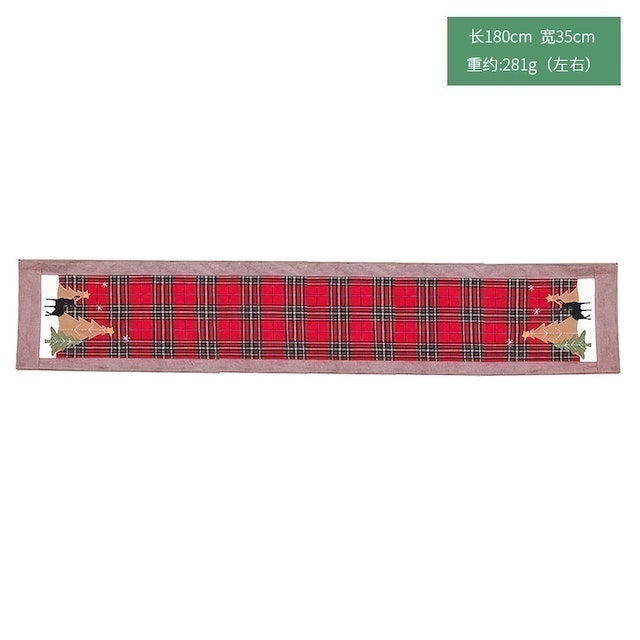 Nordic Christmas Cotton and Linen Plaid Table Runner 3