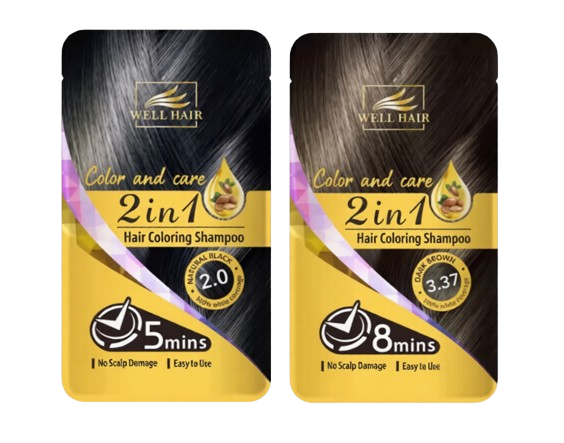 Color Shampoo Covering White hair 30 ml Black and Brown WH-R003 1