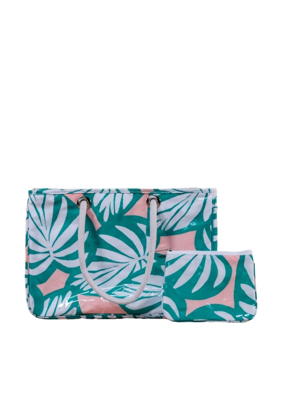 On The Go Bag in Green Palm 1