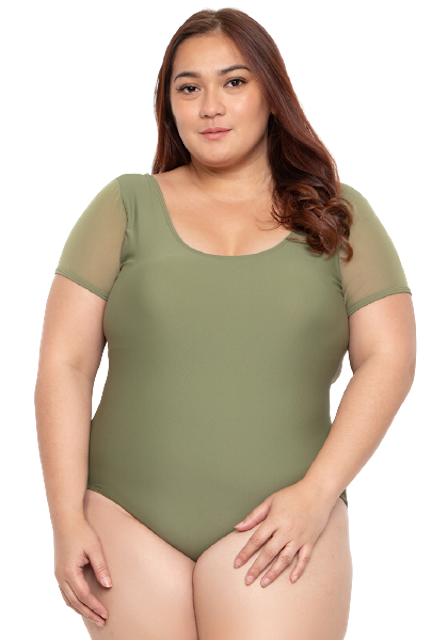 Plus Size Mesh Sleeved Monokini 3