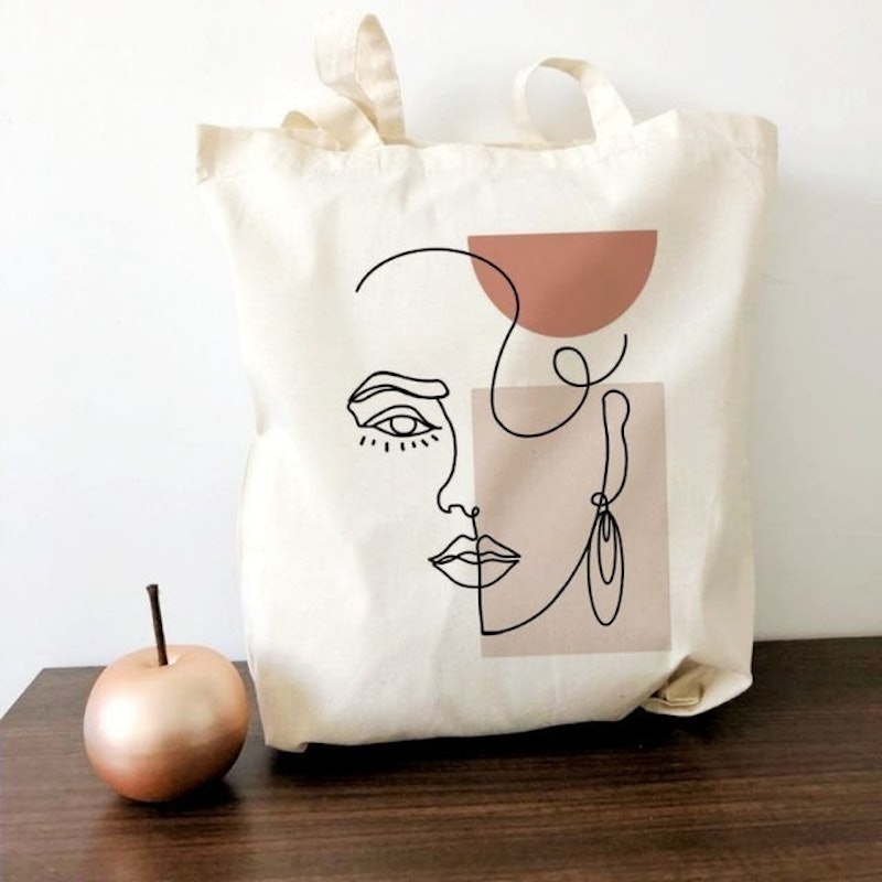 Trendy Graphic Canvas Flat Tote Bag Minimalist Designs 4