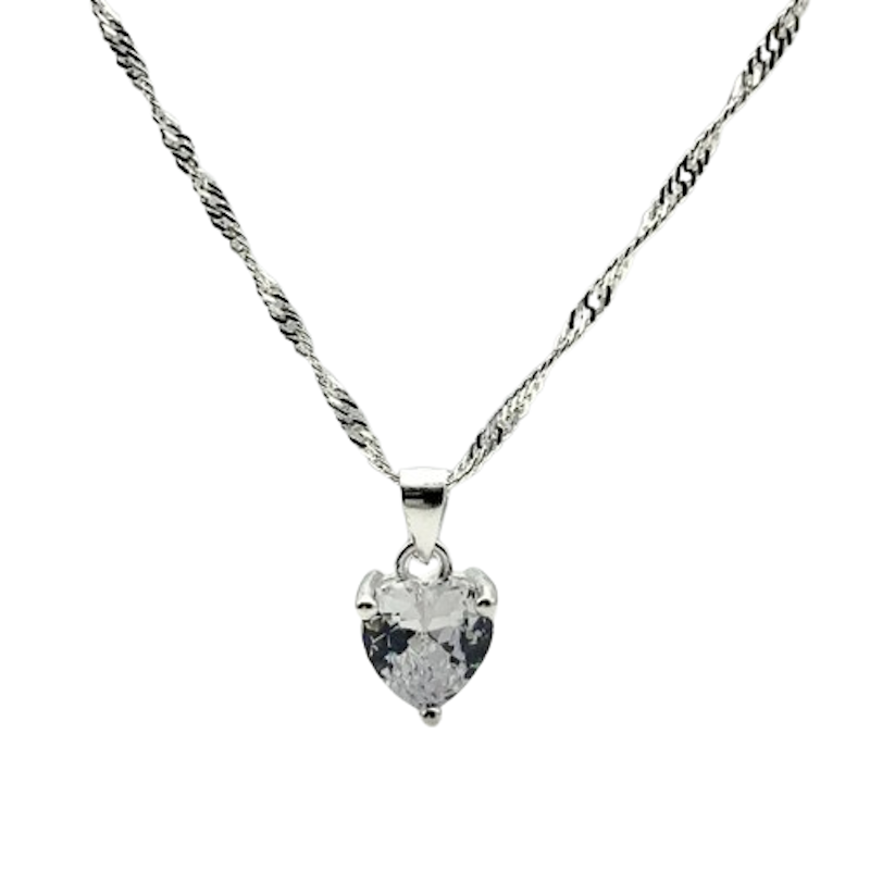 Sterling Lady's Necklace With Heart Pendant 1