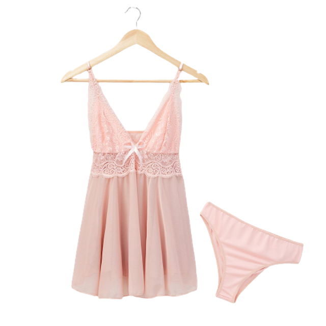 Sexy Lace High Waist Deep V Neck Nighties  1