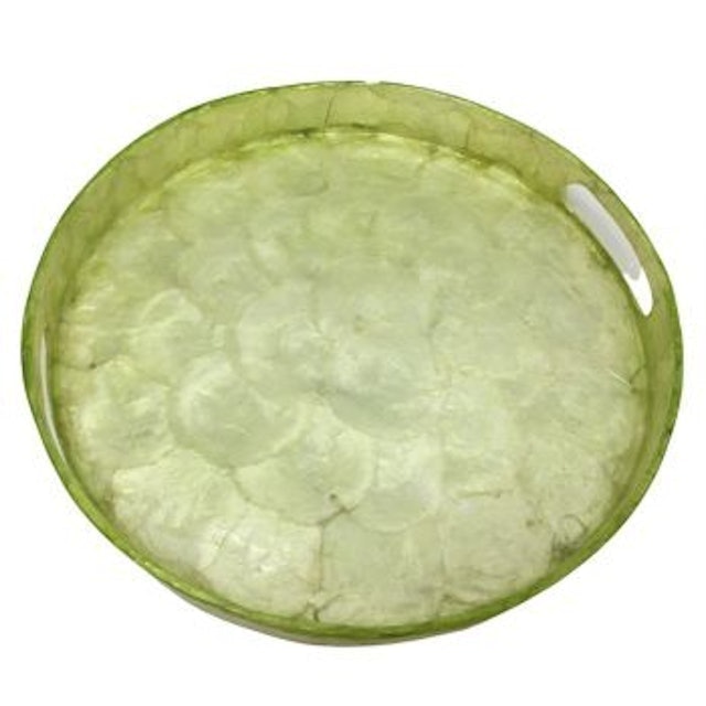 Capiz Wood Round Tray 3