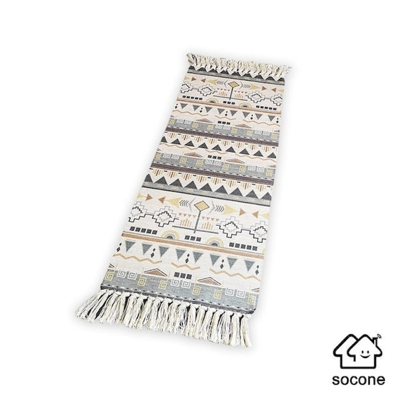 Cotton and Linen Tassel Woven Carpet 4