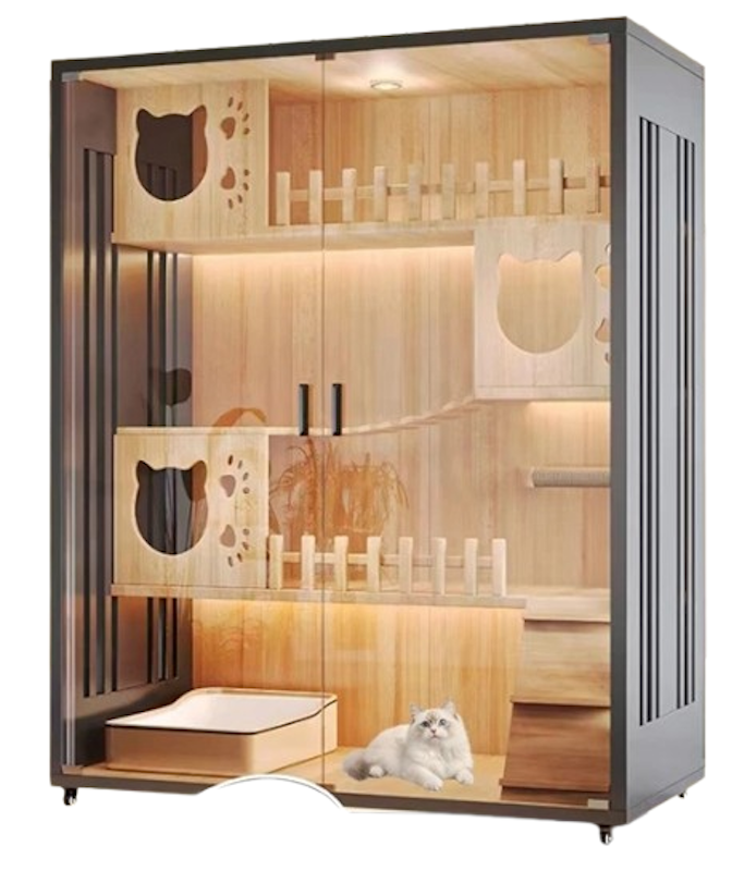 Solid Wood Multi-Story Luxury Cat Villa 1