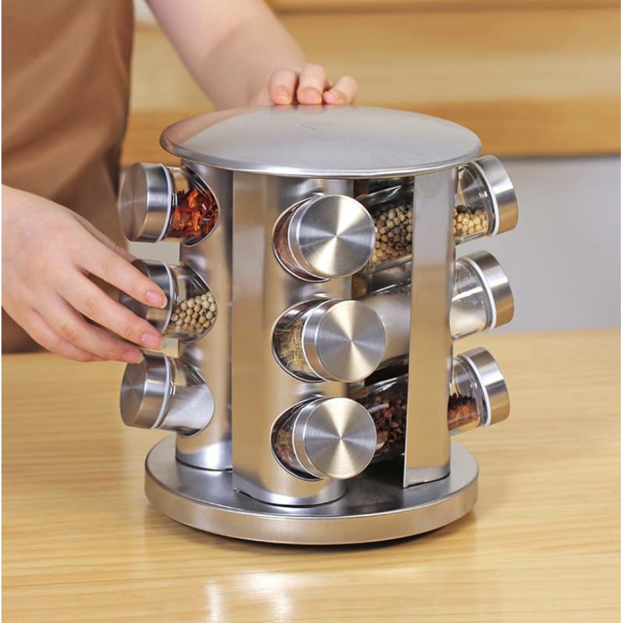 360 Rotating Stainless Spice Rack 2