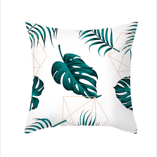 Green Tropical Leaf Throw Pillow Case 2