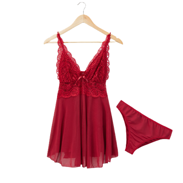 Sexy Lace High Waist Deep V Neck Nighties  2