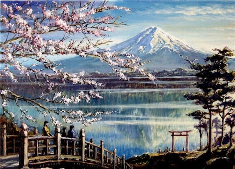 5D DIY Diamond Painting Fuji Mountain Cherry Blossom 1