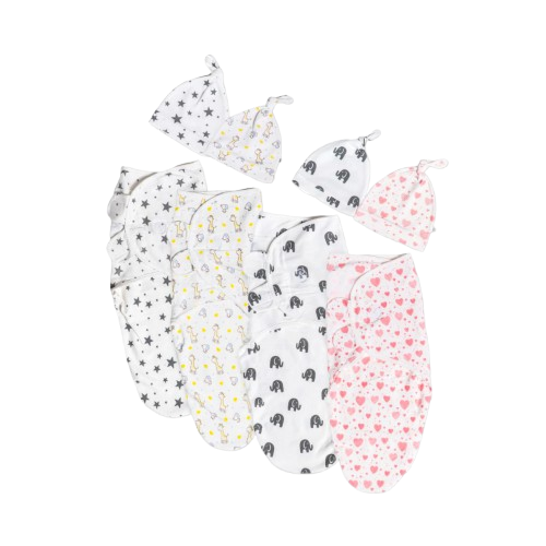 Infant Swaddle Velco Wrap With Knotted Hat	 2