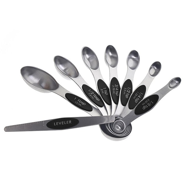 8Pcs/Set Stainless Steel Magnetic Double Heads Measuring Spoons 1