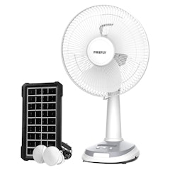 12″ Rechargeable Desk Fan With Emergency Solar Panel and Lamps