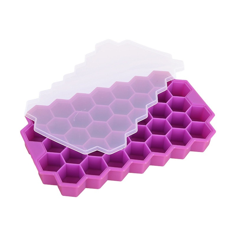 37 Cell Honeycomb Shape Silicone Ice Cube Molder With Lid 2