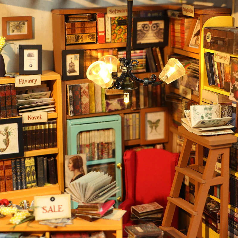 DIY Miniature Mini Library Dollhouse 3