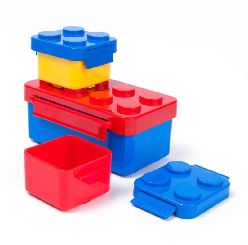 Build and Stack Brick Bento Lunchbox Set for Kids 1