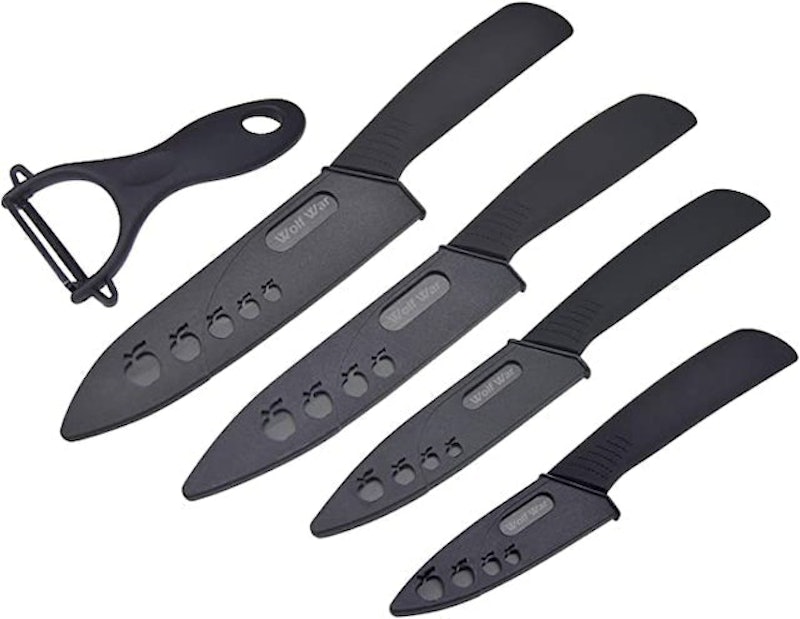 Vos Ceramic Knife Set with Covers 2 Pcs - 5 Santoku Knife, 3 Paring Knife  and 2 Black Covers - Advanced Kitchen Knives for Cutting, Chopping,  Slicing, Dicing with Ergonomic Unique Handles 