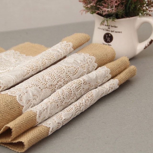 Burlap Lace Table Runner 2