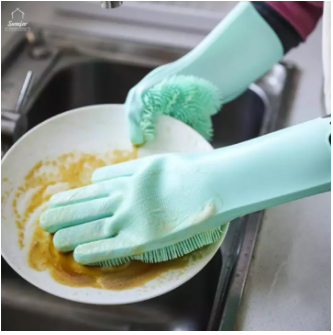 Multifunctional Silicone Gloves Waterproof Brush Pot Housework Gloves 2