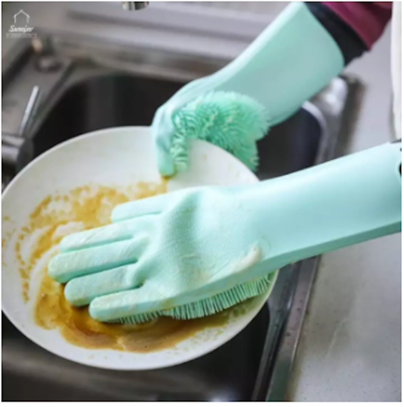 Multifunctional Silicone Gloves Waterproof Brush Pot Housework Gloves 2