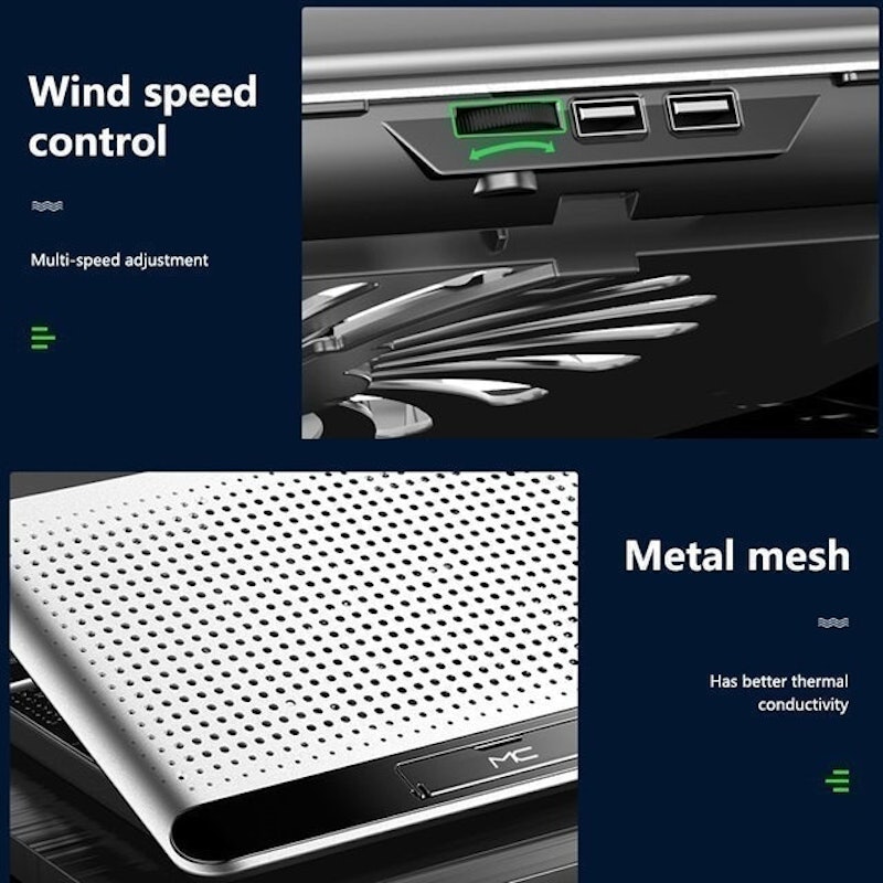 Aluminum Alloy Low Noise Laptop Cooling Pad 3