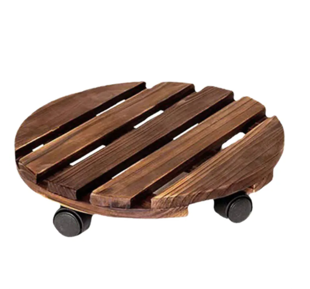 Wooden Plant Stand With Wheels	 1