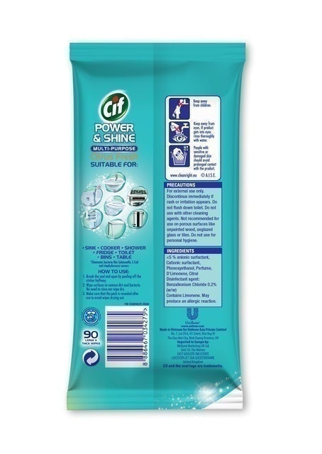 Power & Shine Multipurpose Wipes 90s 2