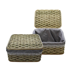 Rattan Storage Basket With Cover and Linen