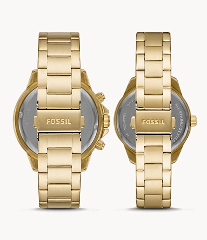 His and Her Multifunction Gold-Tone Stainless Steel Watch Set 2
