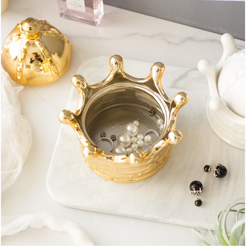 Golden Ceramic Jewelry Storage Box 2