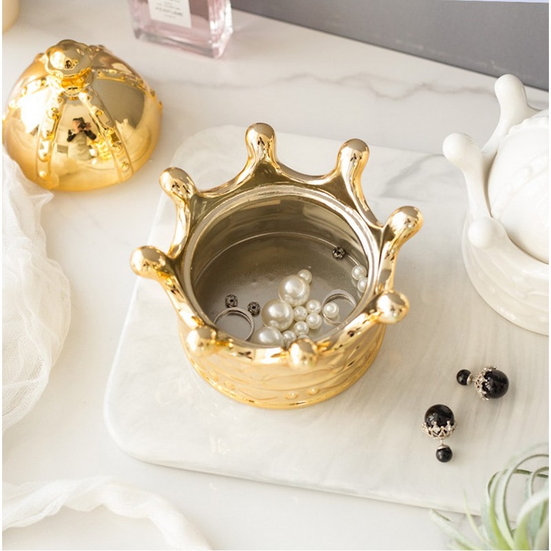 Golden Ceramic Jewelry Storage Box 2