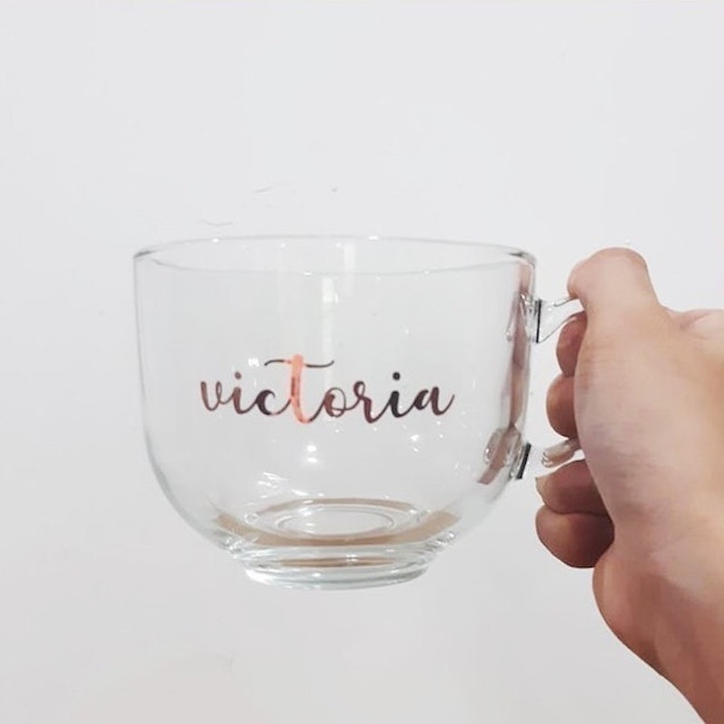 Personalized Glass Mug With Vinyl Decals 1