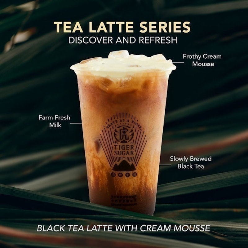 Black Tea Latte Boba or Pearl With Cream Mousse 3