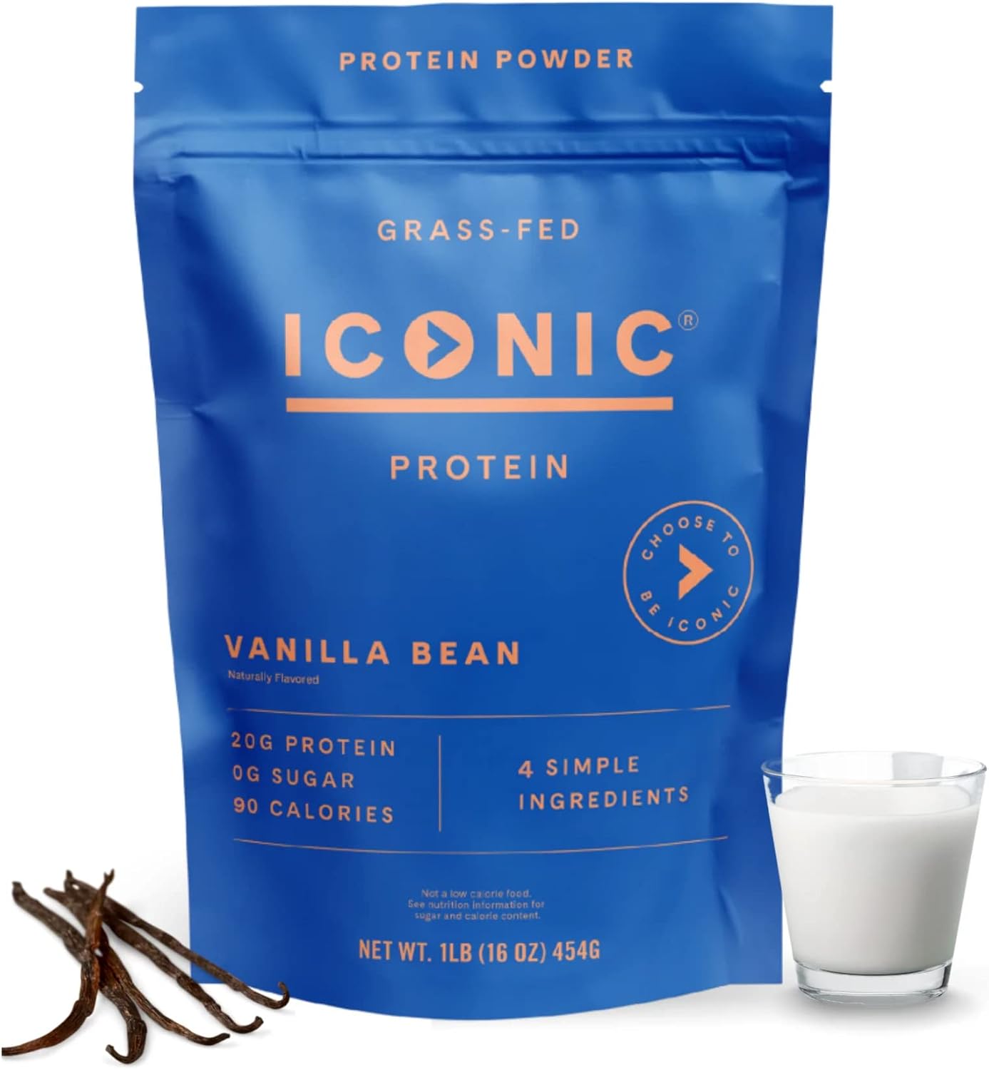 Protein Powder, Vanilla Bean - Sugar Free, Low Carb Grass Fed Whey & Casein Protein Powder 1 lb Pouch 1