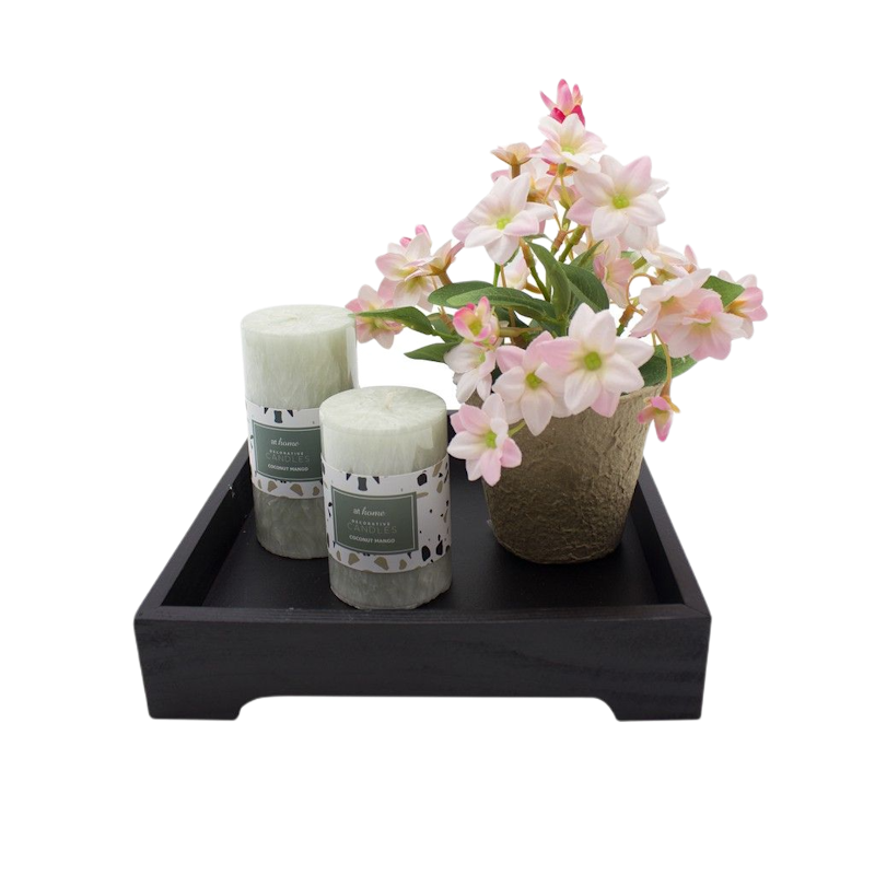 Bali Wood Tray Candle Holder 1