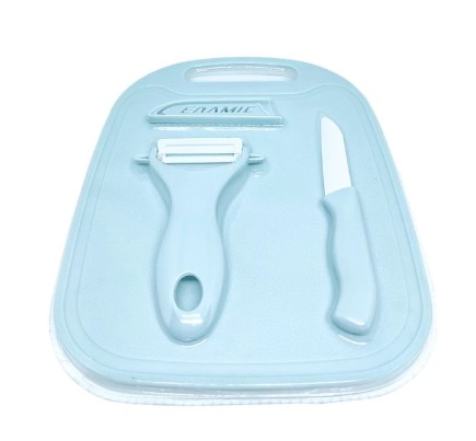3 Pieces Ceramic Knife Set Blue	  1