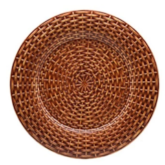 4 piece Charger Plate Rattan Weave Espresso