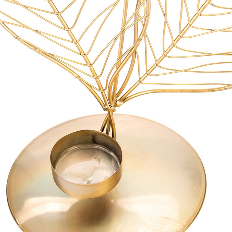 Gold Leaf Shape Votive Holder 2