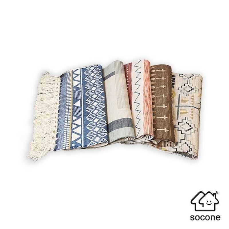 Cotton and Linen Tassel Woven Carpet 7