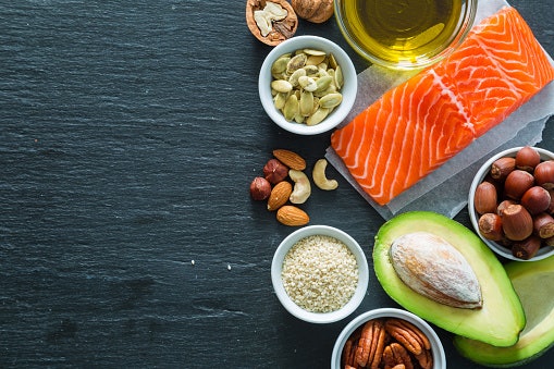 Focus on Good Fats from Fatty Meat and Fish, Healthy Oils, and Dairy Products