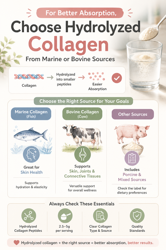 For Better Absorption, Choose Hydrolyzed Collagen From Marine or Bovine Sources