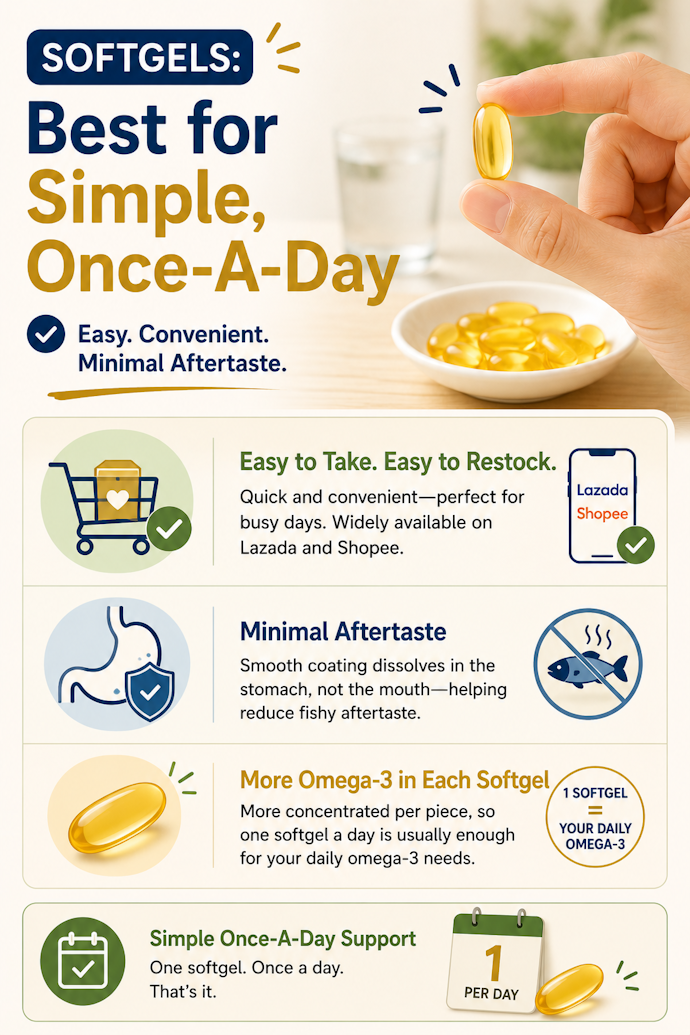 Softgels: Best for Simple, Once-A-Day Use With Minimal Aftertaste