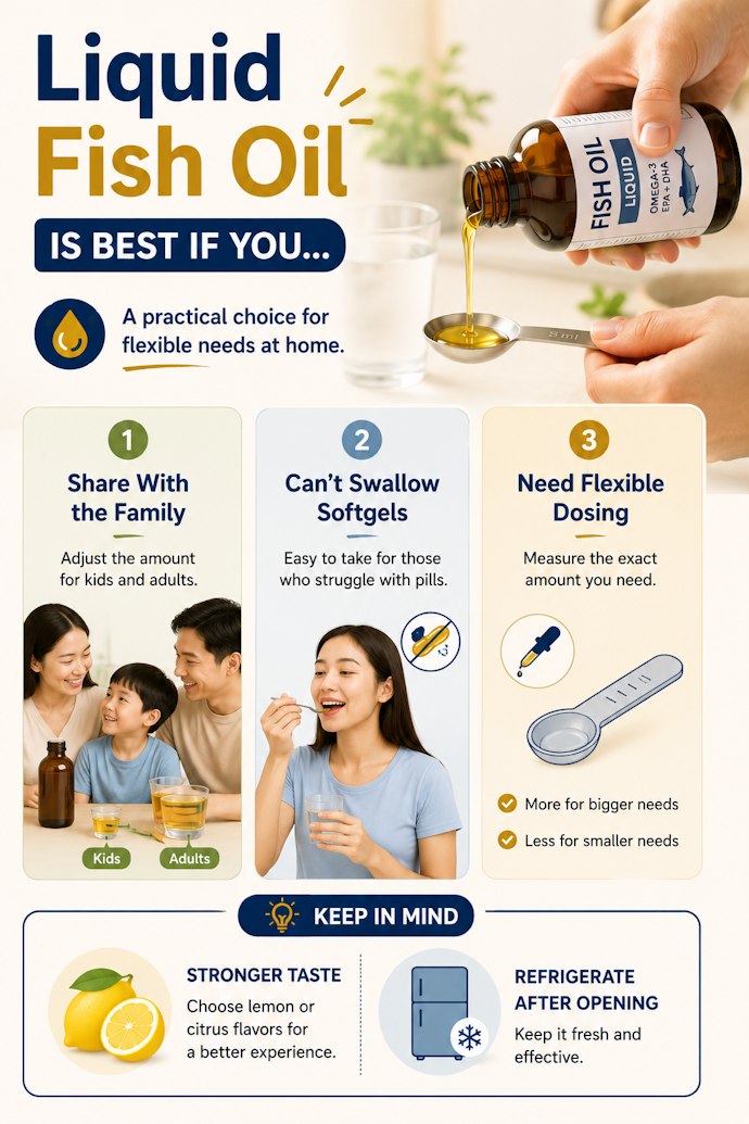 Liquid: Recommended for Flexible Dosing or if You Dislike Swallowing Capsules