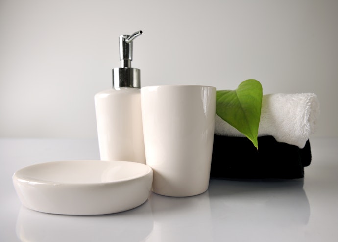 Soap Dispenser and Toothbrush Holder for the Vanity Area
